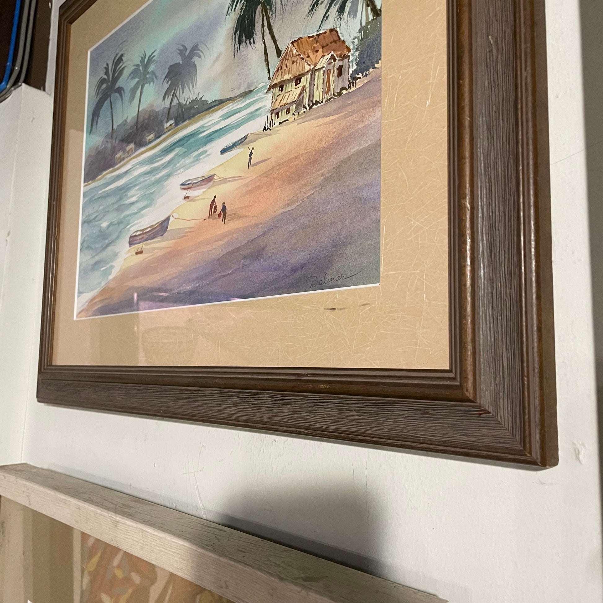 Tropical Beach with Boats and Villagers Art ART