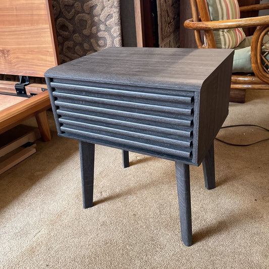 MC Style Grey Wash Slatted Drawer Nightstand
