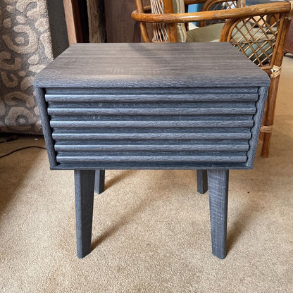 MC Style Grey Wash Slatted Drawer Nightstand