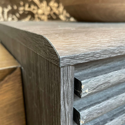 MC Style Grey Wash Slatted Drawer Nightstand