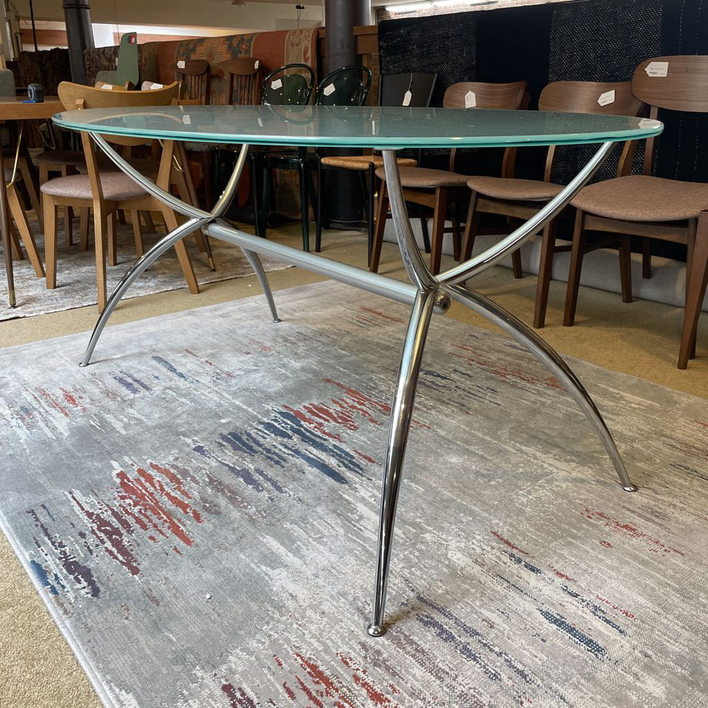 Chrome Base Oval Glass Top Dining Table C DINING TABLES