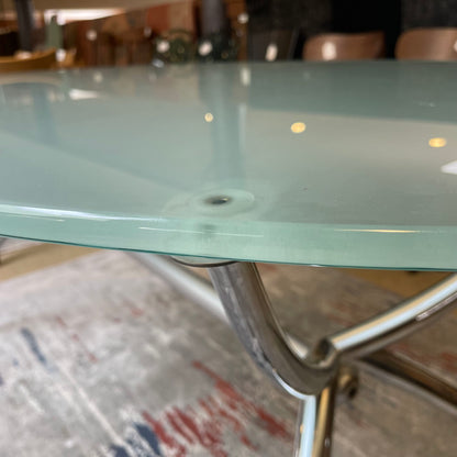 Chrome Base Oval Glass Top Dining Table C DINING TABLES