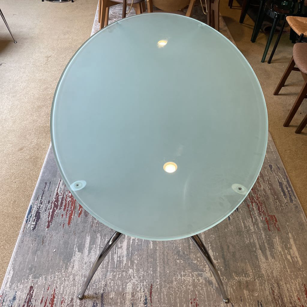 Chrome Base Oval Glass Top Dining Table C DINING TABLES
