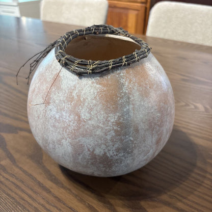 Handmade Basket Gourd w/ Vintage African Beads
