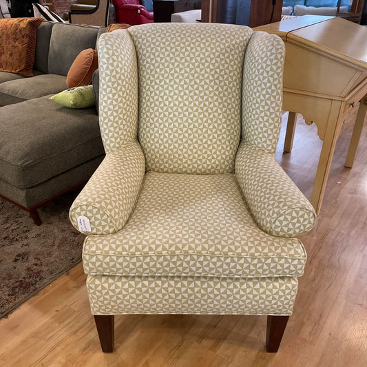 Yellow & Cream Triangle Pattern Wingback Accent Chair U ACCENT CHAIRS