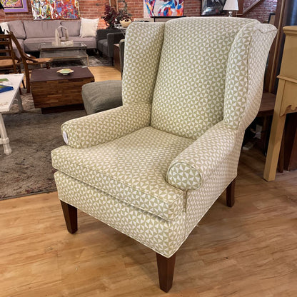 Yellow & Cream Triangle Pattern Wingback Accent Chair U ACCENT CHAIRS