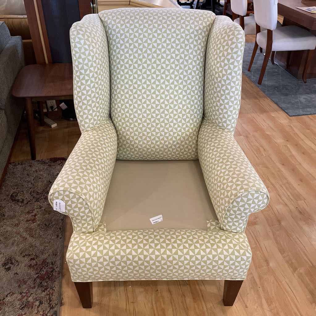 Yellow & Cream Triangle Pattern Wingback Accent Chair U ACCENT CHAIRS