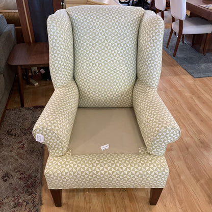 Yellow & Cream Triangle Pattern Wingback Accent Chair U ACCENT CHAIRS