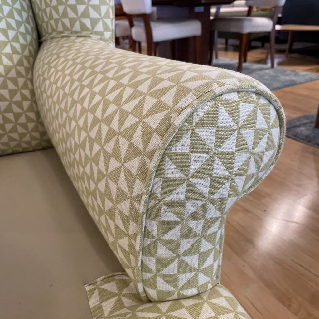 Yellow & Cream Triangle Pattern Wingback Accent Chair U ACCENT CHAIRS