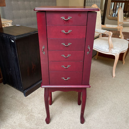 Cherry 5 Drawer Narrow Jewelry Cabinet