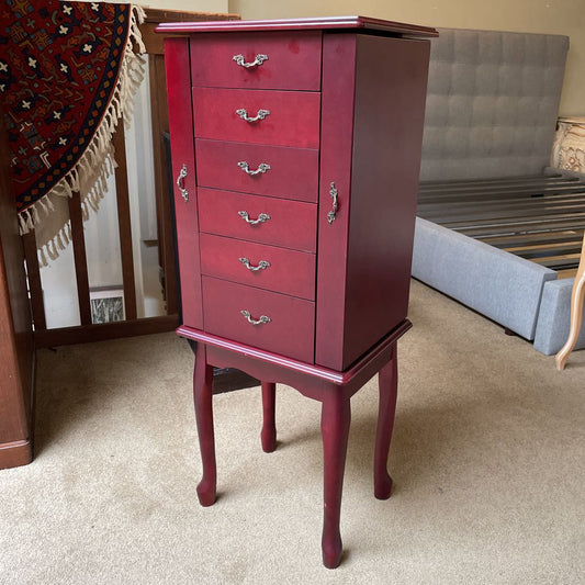 Cherry 5 Drawer Narrow Jewelry Cabinet