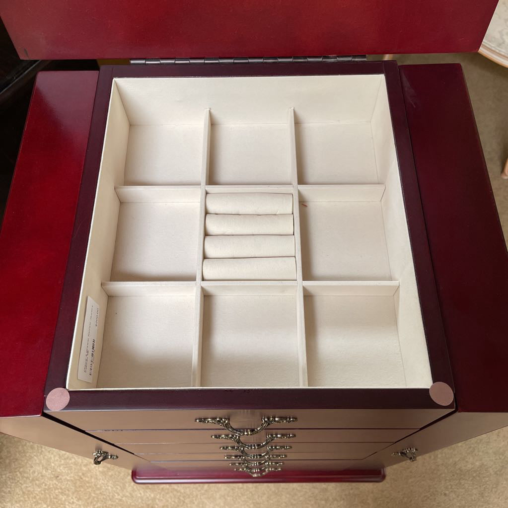 Cherry 5 Drawer Narrow Jewelry Cabinet