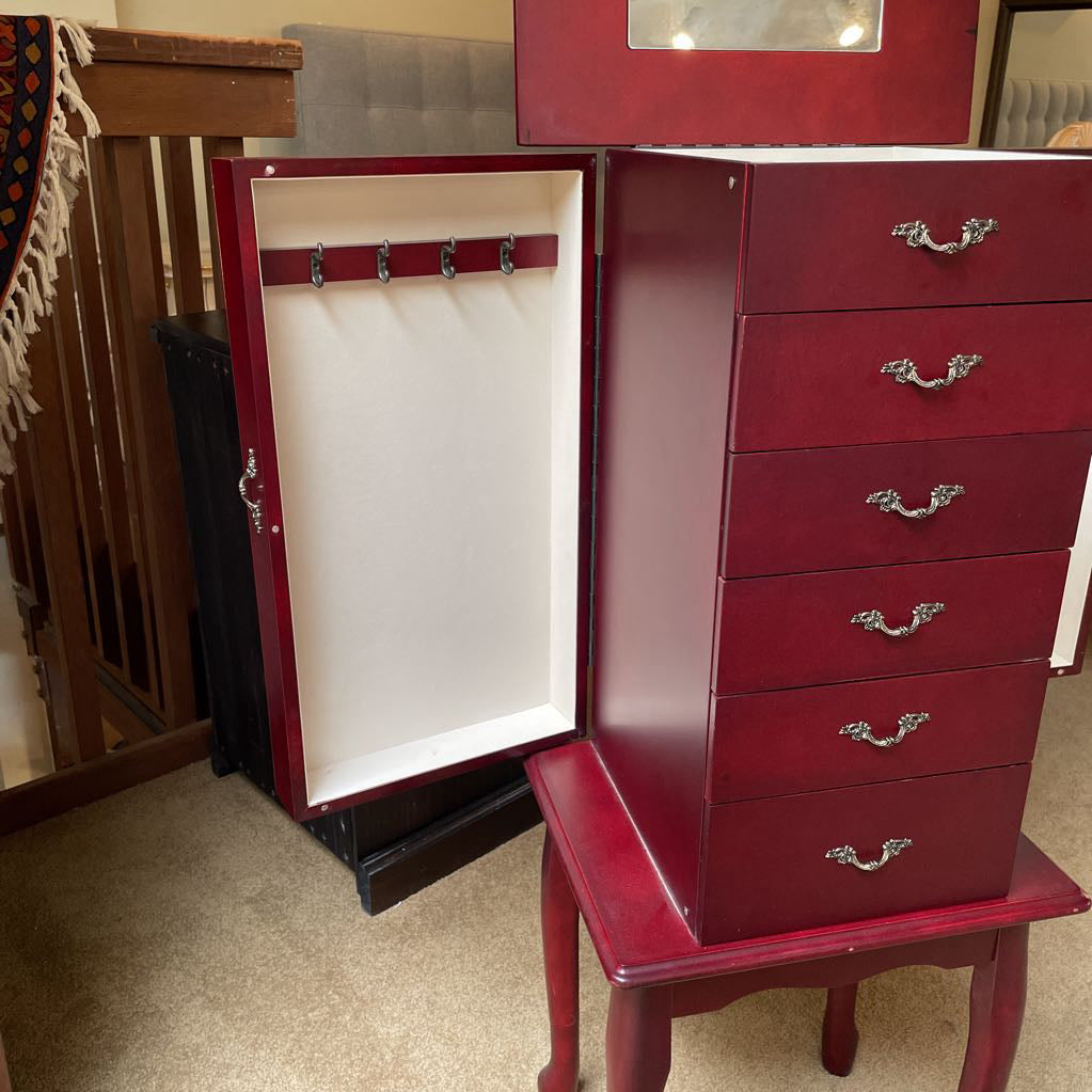 Cherry 5 Drawer Narrow Jewelry Cabinet