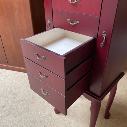Cherry 5 Drawer Narrow Jewelry Cabinet