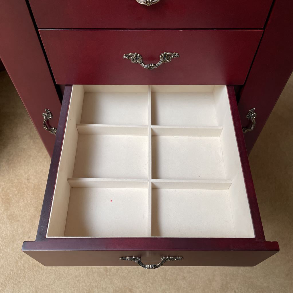 Cherry 5 Drawer Narrow Jewelry Cabinet