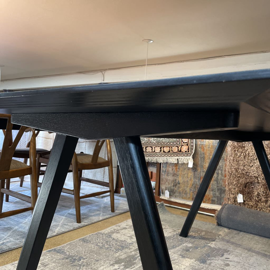 Black Rectangular Wood Angled Leg Dining Table