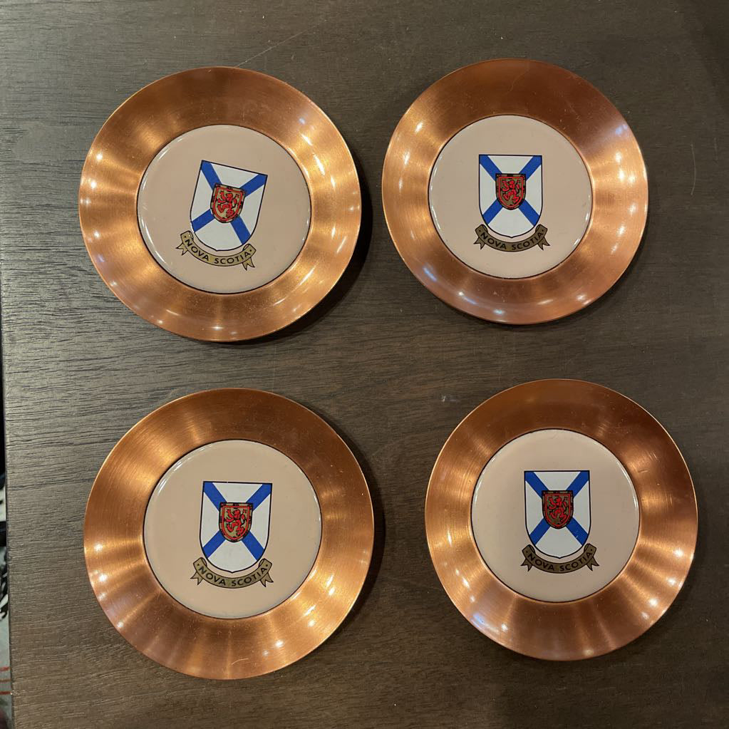 Nova Scotia Crest Copper Ashtray SET in Box