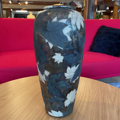 Tall Round Autumn Leaves Vase