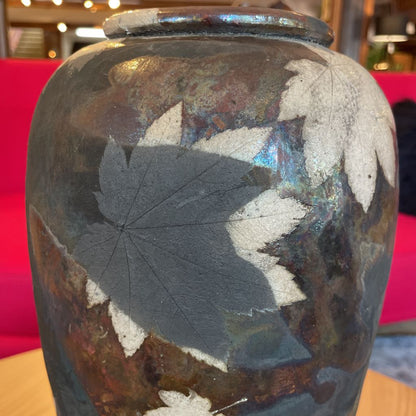 Tall Round Autumn Leaves Vase