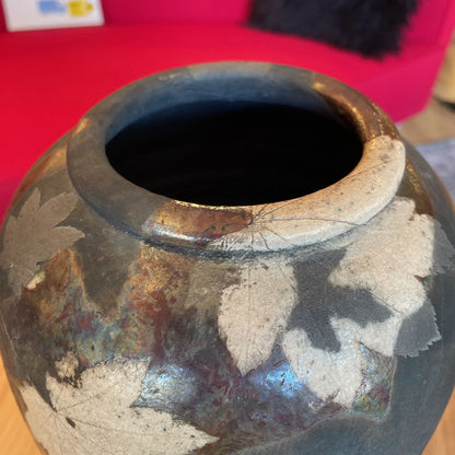 Tall Round Autumn Leaves Vase