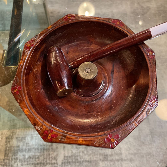 Wooden Nut Bowl with Mallet UNIQUE FINDS