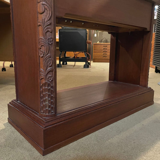 Carved Base Open Unit Glass Top Side Table