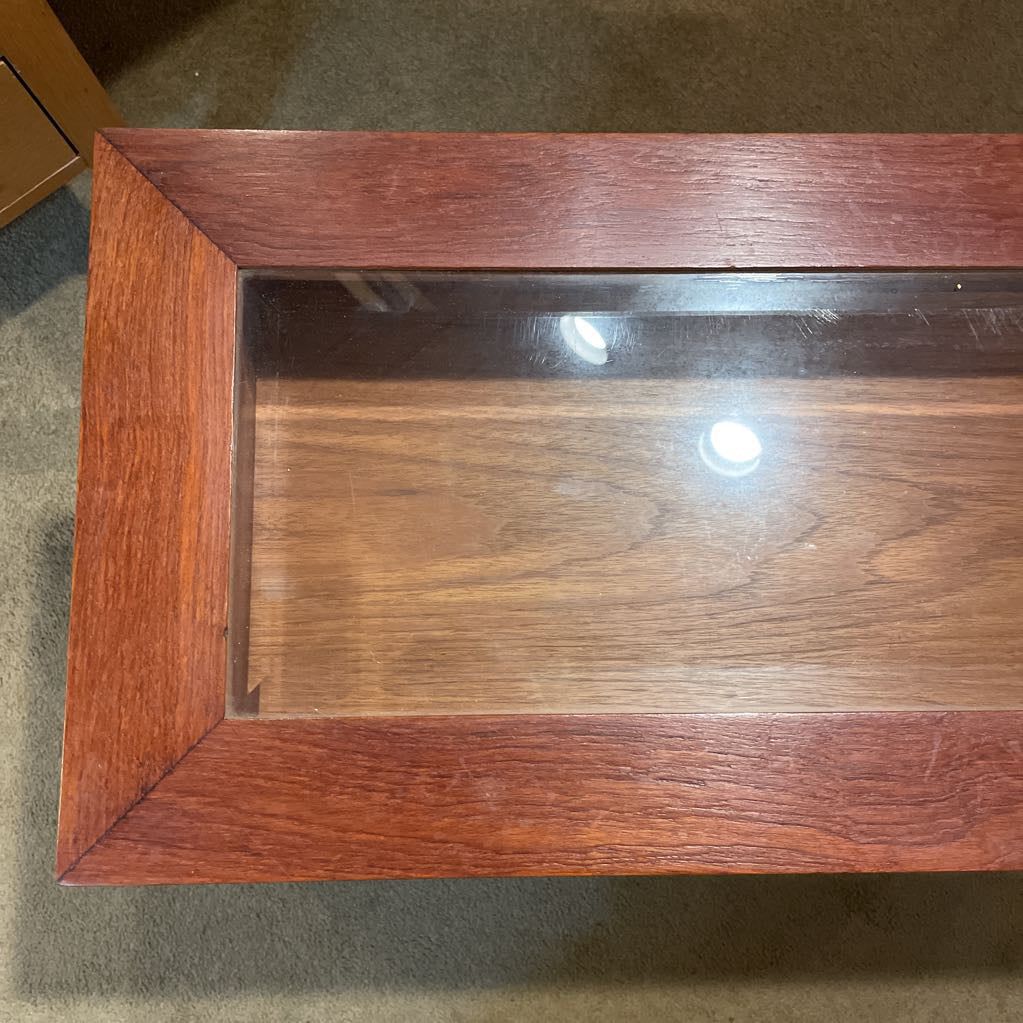 Carved Base Open Unit Glass Top Side Table
