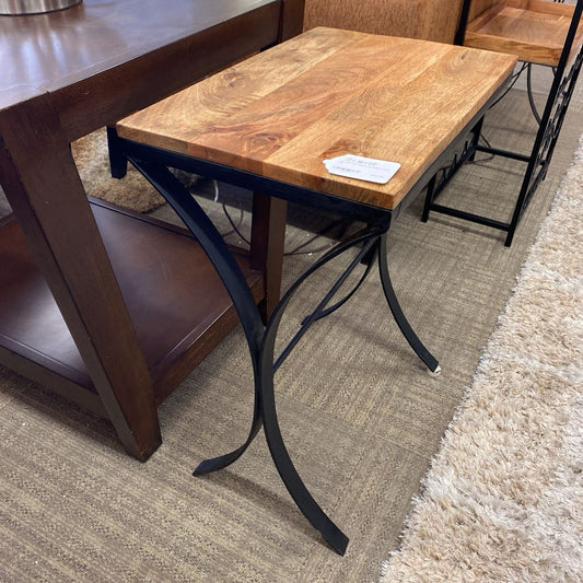 Curved Iron Hardwood Side Table C SIDE TABLES