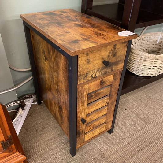 Rustic Louvered Laminate Side Cabinet C SIDE TABLES