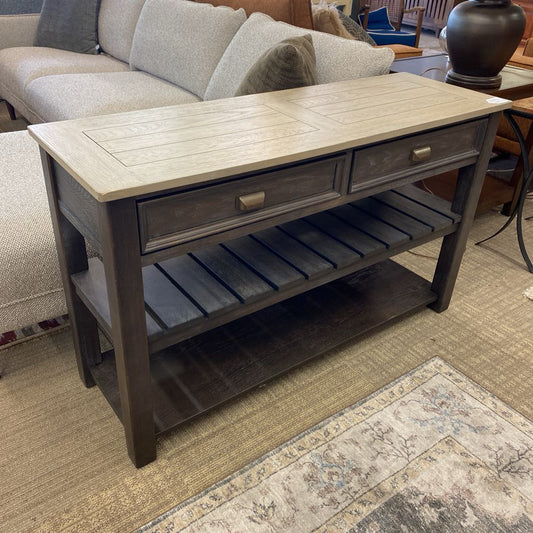 Two Tone Grey Console Table w/Drawers & Shelf C CONSOLE TABLES