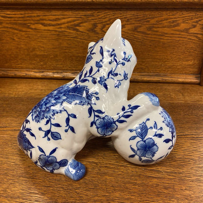 Blue & White Ceramic Cat