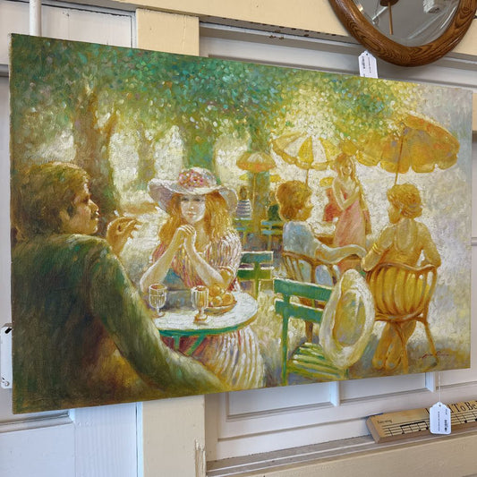 Oil On Canvas Cafe Scene ART