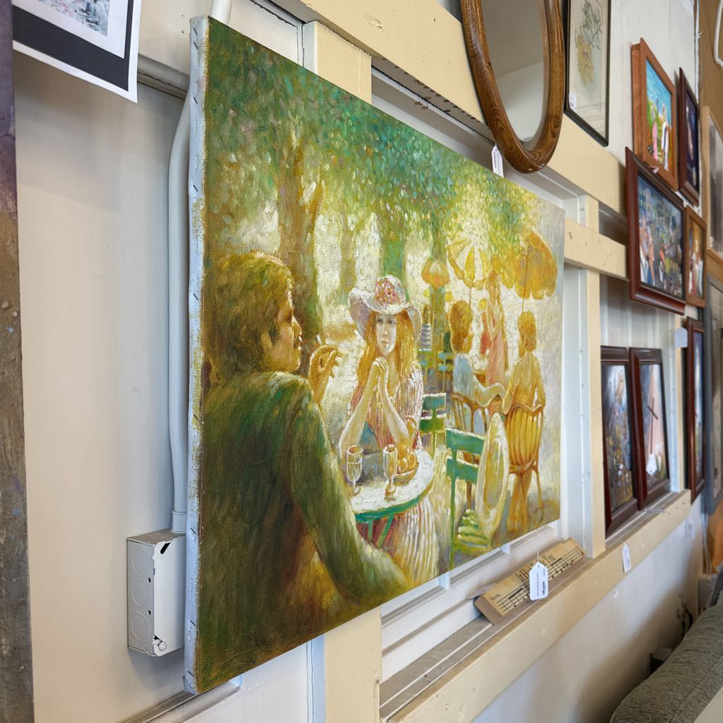 Oil On Canvas Cafe Scene ART
