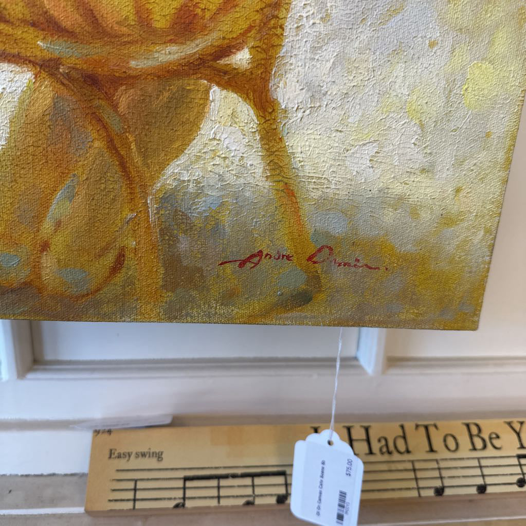 Oil On Canvas Cafe Scene ART