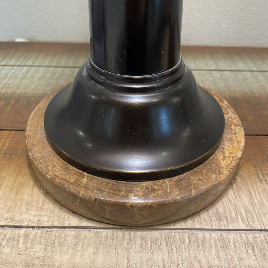 Black & Stone Table Lamp with Pleated Shade