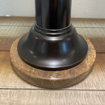 Black & Stone Table Lamp with Pleated Shade