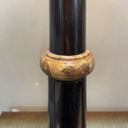 Black & Stone Table Lamp with Pleated Shade