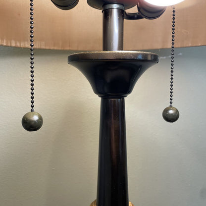 Black & Stone Table Lamp with Pleated Shade