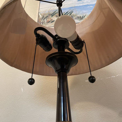 Black & Stone Table Lamp with Pleated Shade