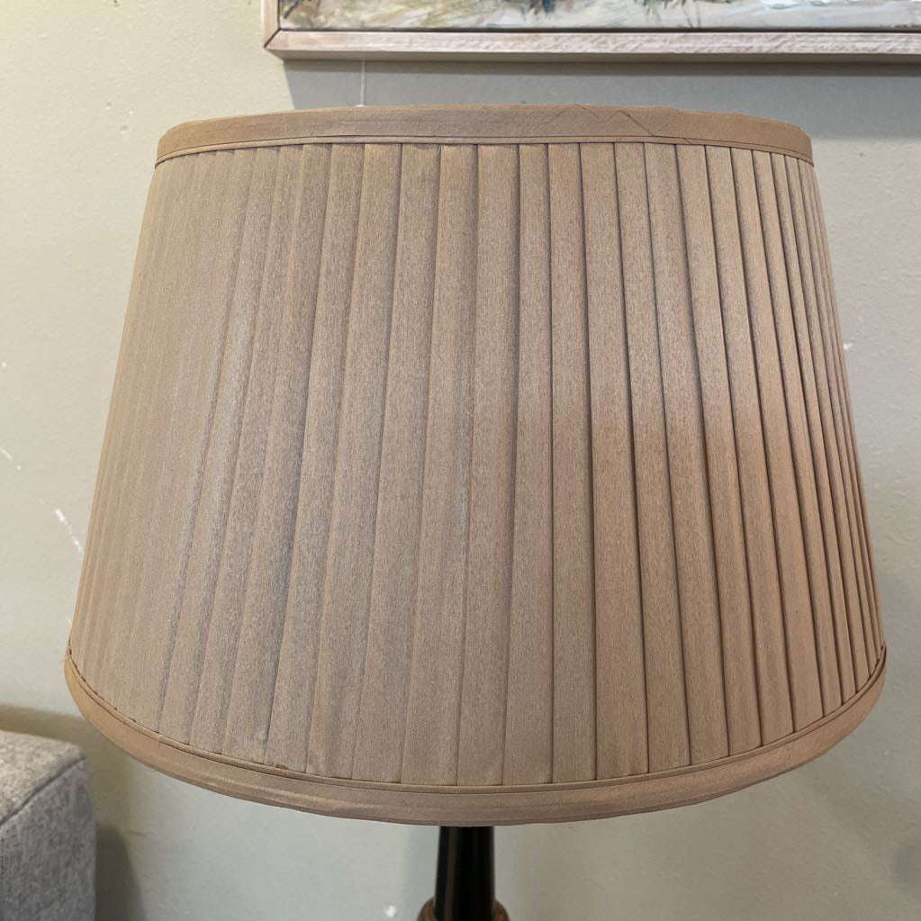 Black & Stone Table Lamp with Pleated Shade