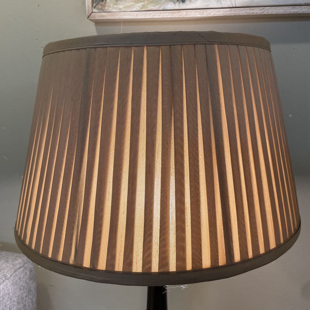 Black & Stone Table Lamp with Pleated Shade