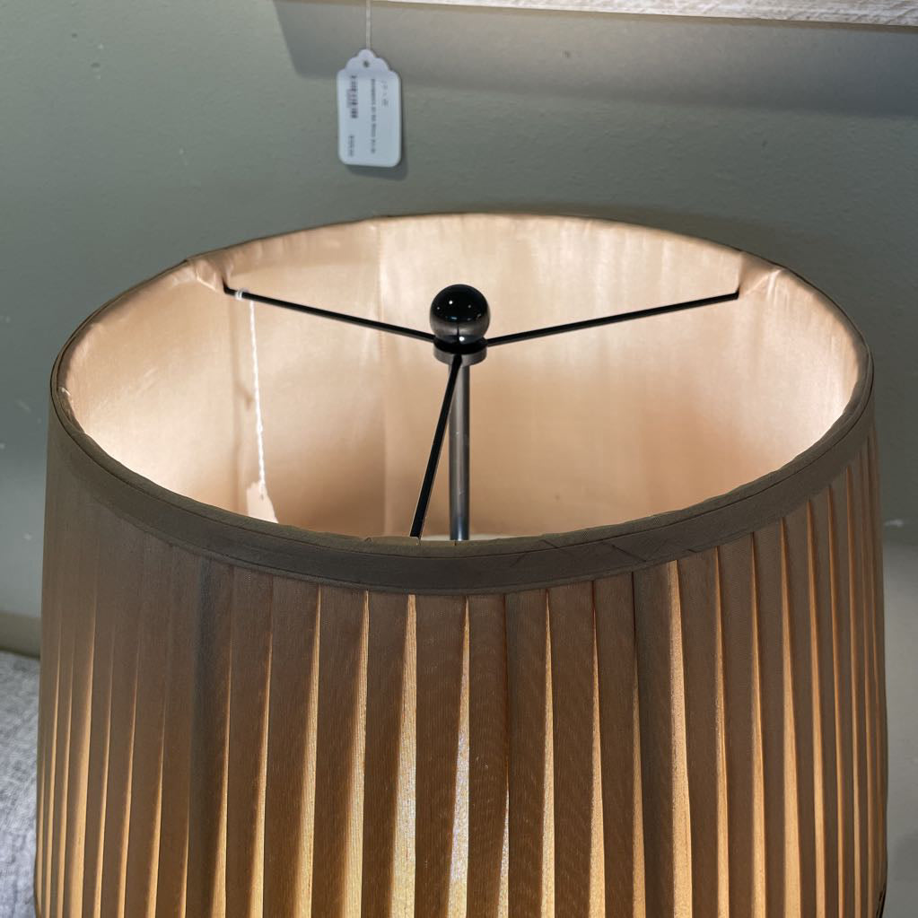 Black & Stone Table Lamp with Pleated Shade