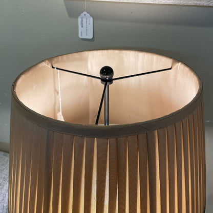 Black & Stone Table Lamp with Pleated Shade
