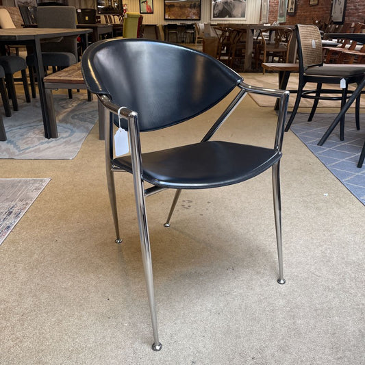 Calligaris Chrome + Black Curved Back Dining Chairs SET of 4 C DINING CHAIRS