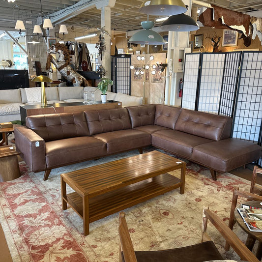 Odense Coffee Leather RAF Sectional