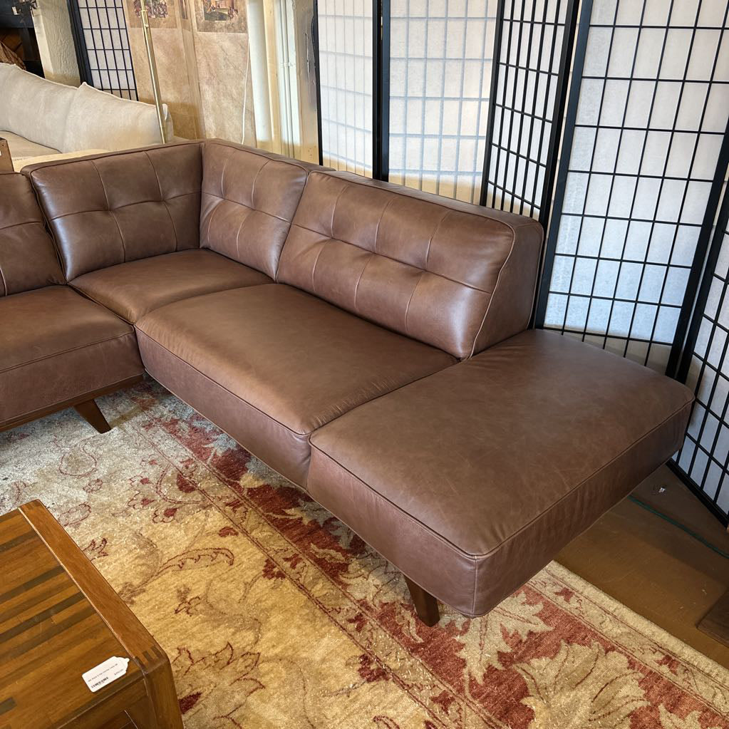 Odense Coffee Leather RAF Sectional U SECTIONALS RAF