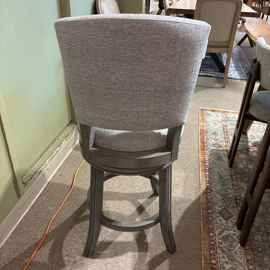 Contemporary Grey Nailhead Swivel Counter Chair