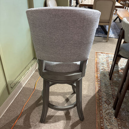 Contemporary Grey Nailhead Swivel Counter Chair
