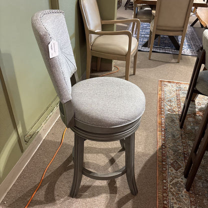 Contemporary Grey Nailhead Swivel Counter Chair