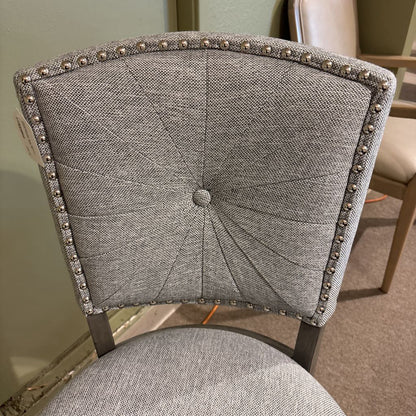 Contemporary Grey Nailhead Swivel Counter Chair